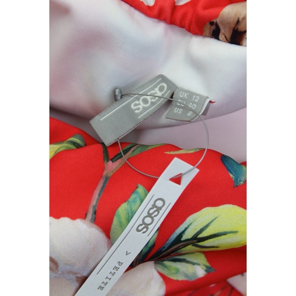 ASOS Rose Floral Off Shoulder Ruffle Mini Dress 12 - Picture 7 of 7